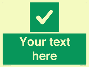 Custom green background, green square with tick sign